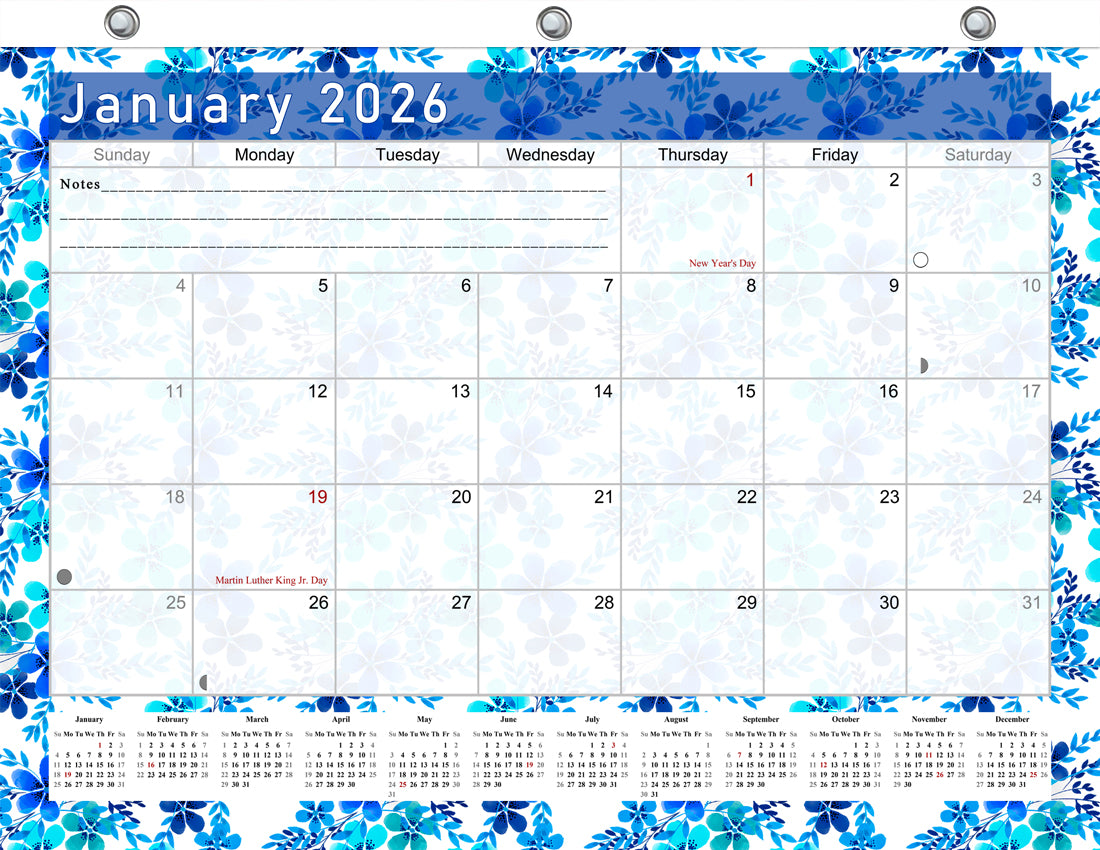 2025 - 2026 Student Calendar/Planner for 3-Ring Binder, Desk, or Wall - v022