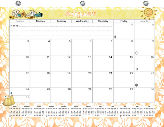 2026 - 2027 Academic Year 12 Months Student Calendar / College Planner for 3-Ring Binder, Desk or Wall -School Supplies - Made in USA -v003