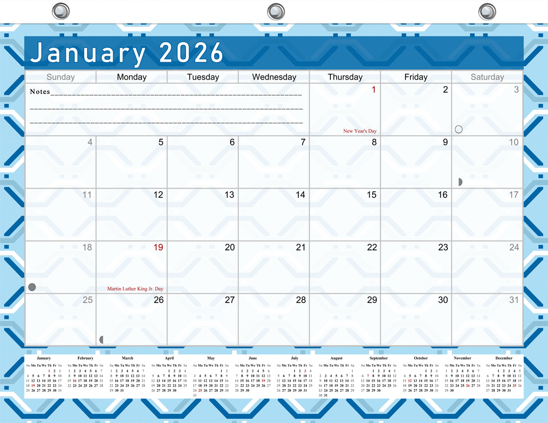 2025 - 2026 Student Calendar/Planner for 3-Ring Binder, Desk, or Wall - v004