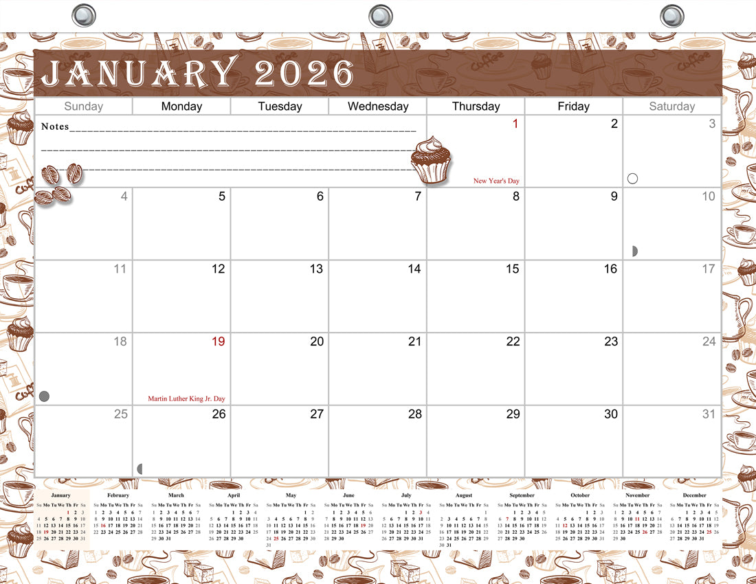 2025 - 2026 Student Calendar/Planner for 3-Ring Binder, Desk, or Wall - v030