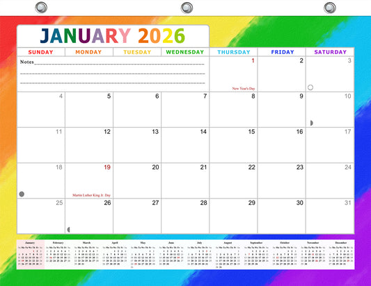 2025 - 2026 Student Calendar/Planner for 3-Ring Binder, Desk, or Wall - v028