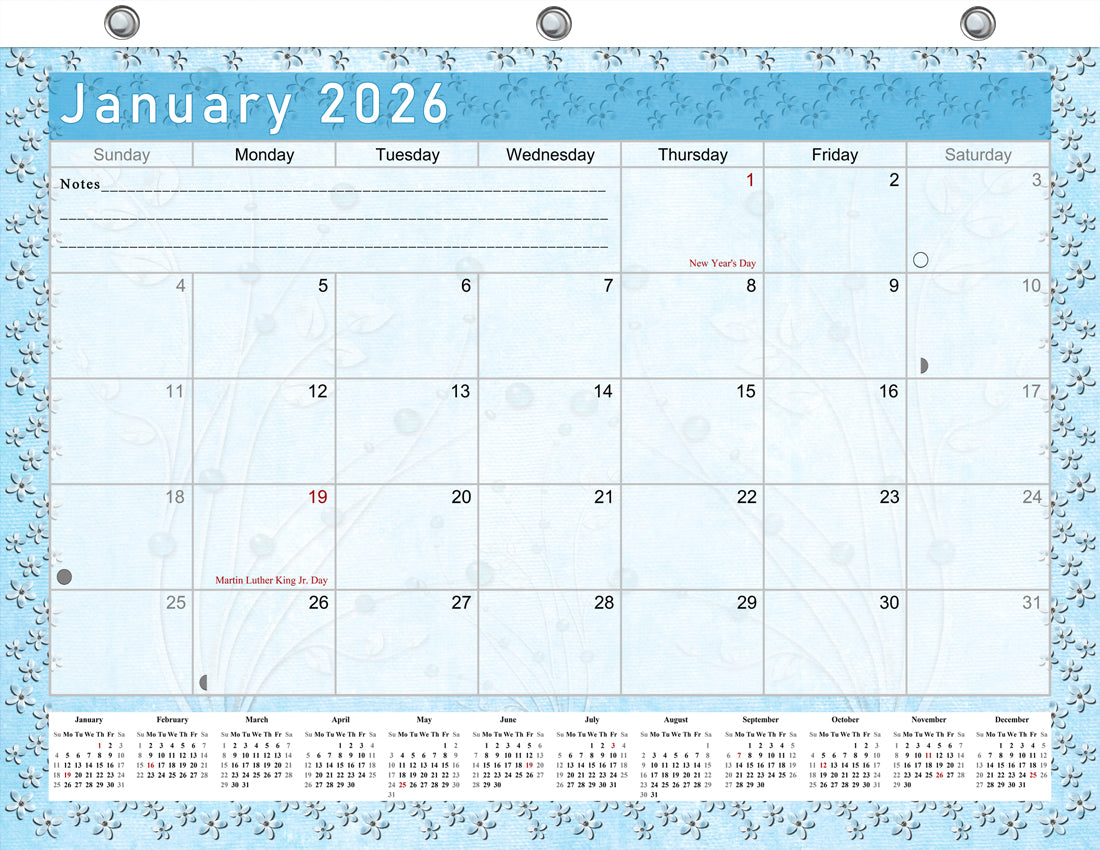 2025 - 2026 Student Calendar/Planner for 3-Ring Binder, Desk, or Wall - v018