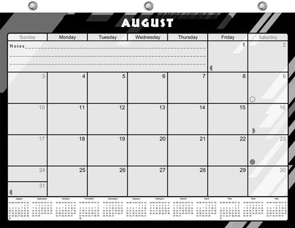 2026 - 2027 Academic Year 12 Months Student Calendar / College Planner for 3-Ring Binder, Desk or Wall -School Supplies - Made in USA- Black&White - (Edition #012)