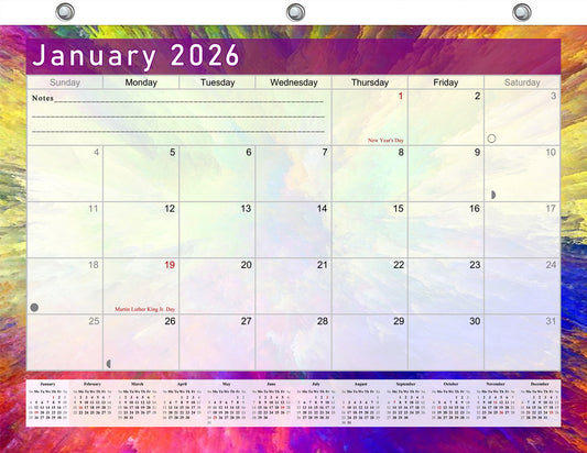 2025 - 2026 Student Calendar/Planner for 3-Ring Binder, Desk, or Wall - v026