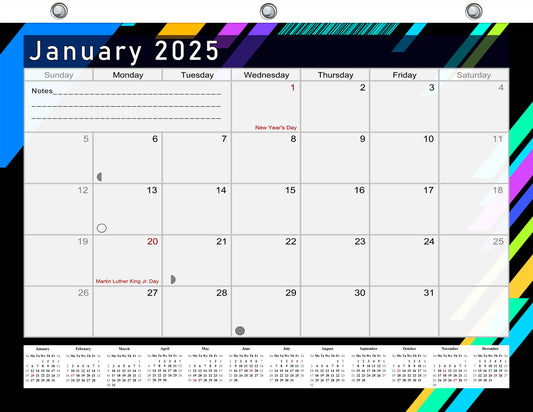 2024 - 2025 Student Calendar/Planner for 3-Ring Binder, Desk, or Wall - v013