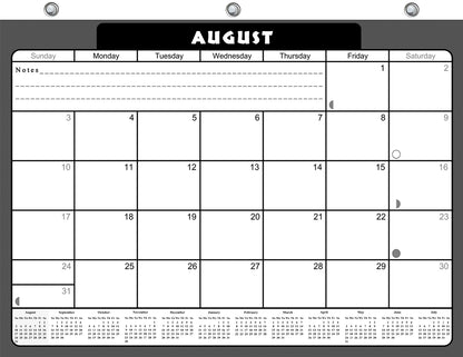 2026 - 2027 Academic Year 12 Months Student Calendar / College Planner for 3-Ring Binder, Desk or Wall -School Supplies - Made in USA -v023