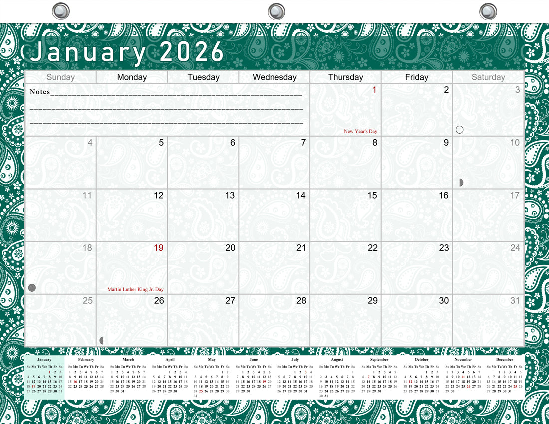 2025 - 2026 Student Calendar/Planner for 3-Ring Binder, Desk, or Wall - v024
