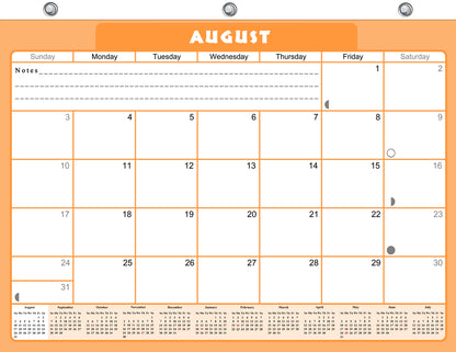 2026 - 2027 Academic Year 12 Months Student Calendar / College Planner for 3-Ring Binder, Desk or Wall -School Supplies - Made in USA -v007