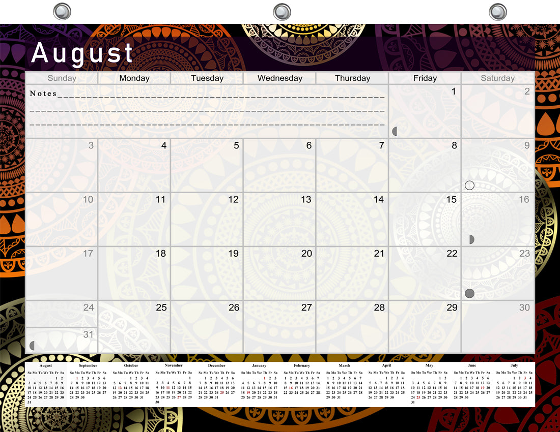 2026 - 2027 Academic Year 12 Months Student Calendar / College Planner for 3-Ring Binder, Desk or Wall -School Supplies - Made in USAl -v015