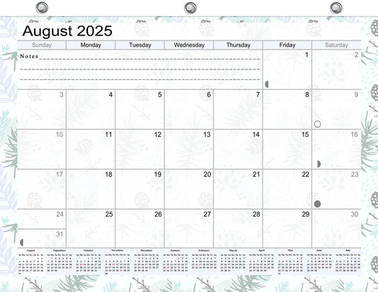 2025 - 2026 Academic Year 12 Months Student Calendar / College Planner for 3-Ring Binder, Desk or Wall -School Supplies - Made in USA - Edition v001)