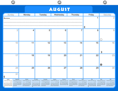 2026 - 2027 Academic Year 12 Months Student Calendar / College Planner for 3-Ring Binder, Desk or Wall -School Supplies - Made in USA -v004