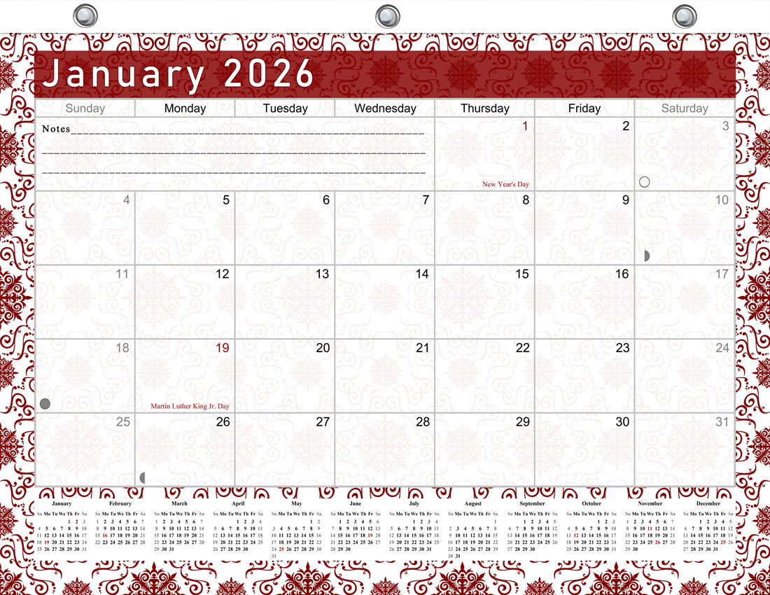 2025 - 2026 Student Calendar/Planner for 3-Ring Binder, Desk, or Wall - v014