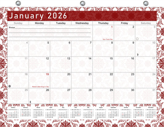 2025 - 2026 Student Calendar/Planner for 3-Ring Binder, Desk, or Wall - v014