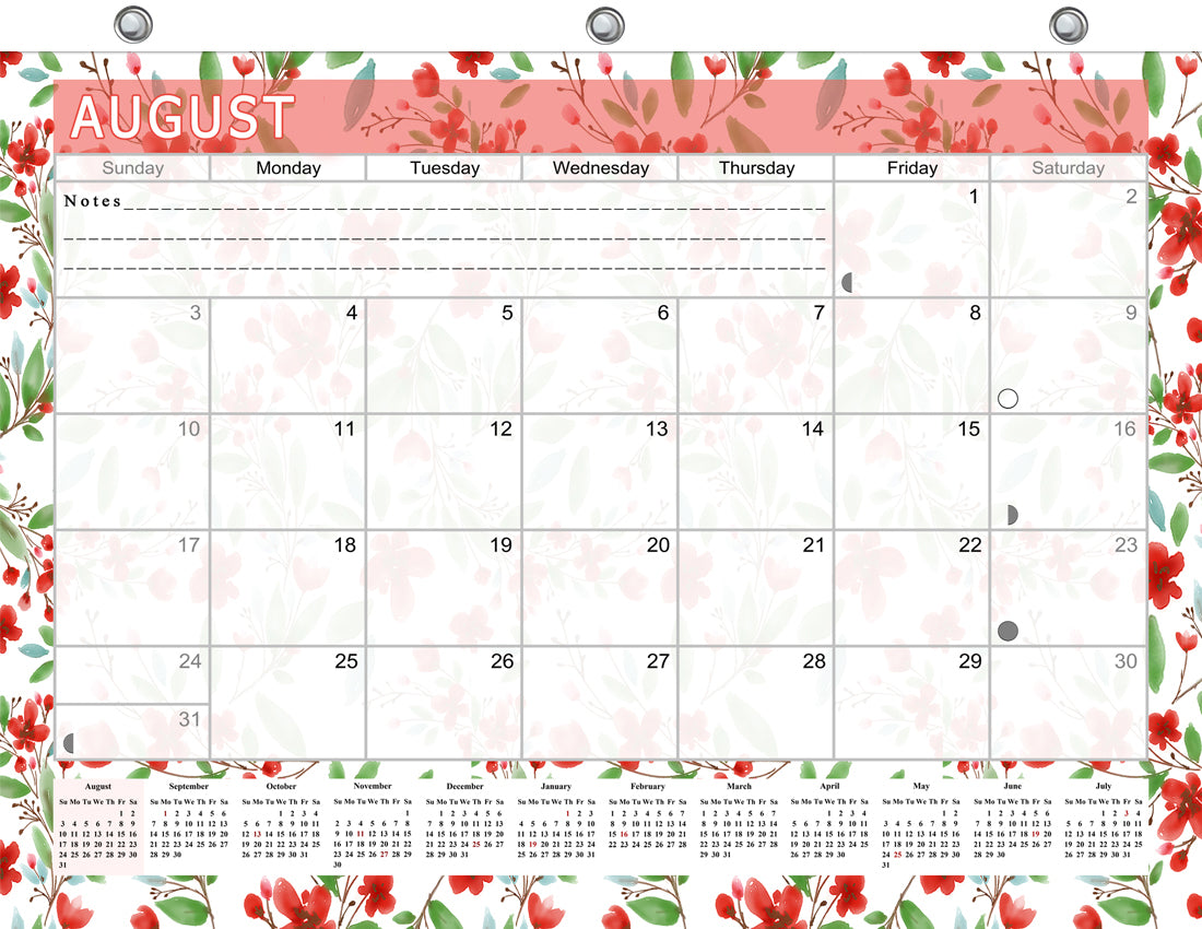 2026 - 2027 Academic Year 12 Months Student Calendar / College Planner for 3-Ring Binder, Desk or Wall -School Supplies - Made in USA (Edition #020)