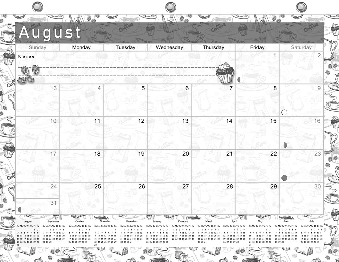 2026 - 2027 Academic Year 12 Months Student Calendar / College Planner for 3-Ring Binder, Desk or Wall -School Supplies - Made in USA - Black&White - (Edition #026)