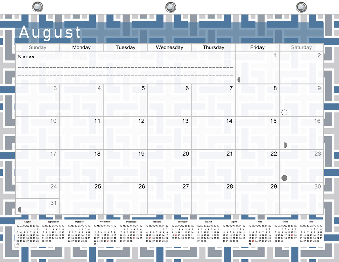 2026 - 2027 Academic Year 12 Months Student Calendar / College Planner for 3-Ring Binder, Desk or Wall -School Supplies - Made in USA -v014