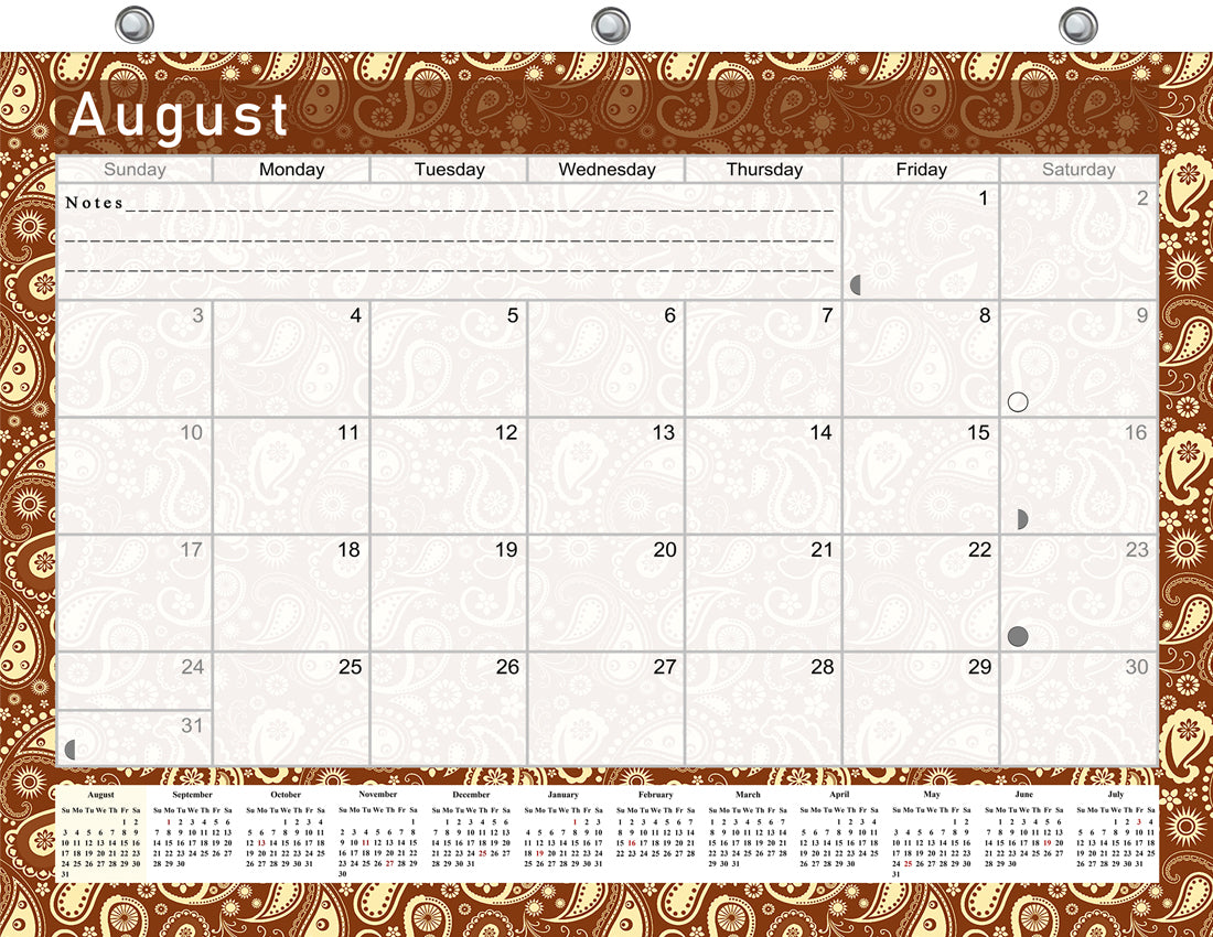 2026 - 2027 Academic Year 12 Months Student Calendar / College Planner for 3-Ring Binder, Desk or Wall -School Supplies - Made in USA -v017