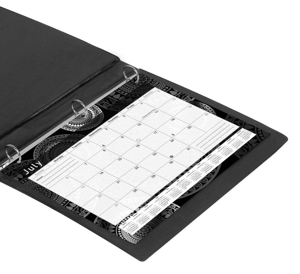 2026 - 2027 Student Calendar/Planner for 3-Ring Binder, Desk, or Wall - Black&White -v012