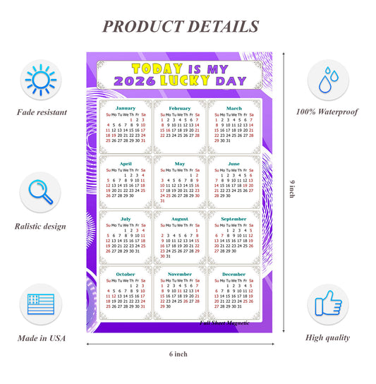 2027 Peel & Stick Calendar - Today is my Lucky Day Removable - 01