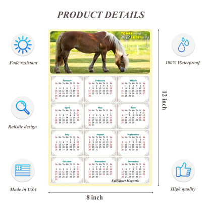2027 Peel & Stick Calendar - Today is my Lucky Day Removable - Horses 016 (12"x 8")