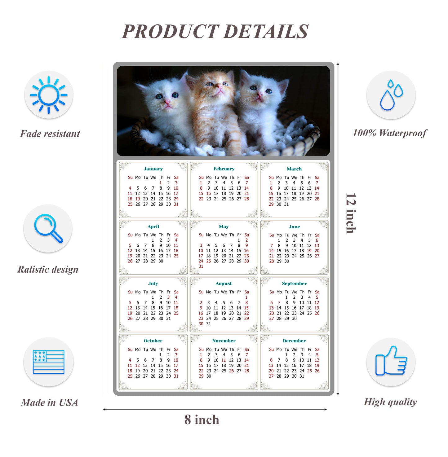 2026 Peel & Stick Calendar - Today is my Lucky Day Removable - Cat 011 (12"x 8")