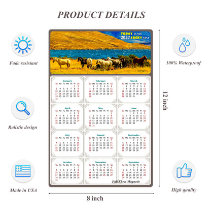 2027 Peel & Stick Calendar - Today is my Lucky Day Removable - Horses 012 (12"x 8")