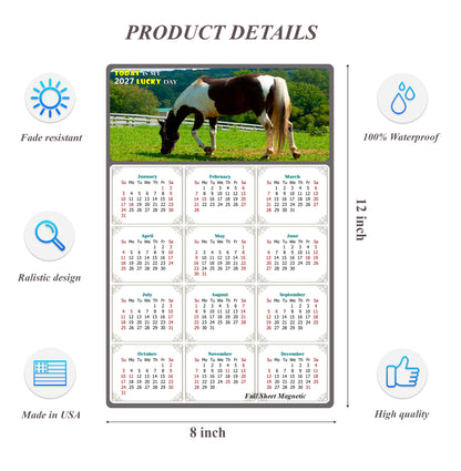 2027 Peel & Stick Calendar - Today is my Lucky Day Removable - Horses 020 (12"x 8")