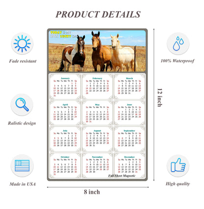 2027 Peel & Stick Calendar - Today is my Lucky Day Removable - Horses 07 (12"x 8")