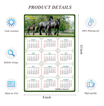 2027 Peel & Stick Calendar - Today is my Lucky Day Removable - Horses 05 (12"x 8")