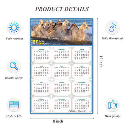 2027 Peel & Stick Calendar - Today is my Lucky Day Removable - Horses 08 (12"x 8")