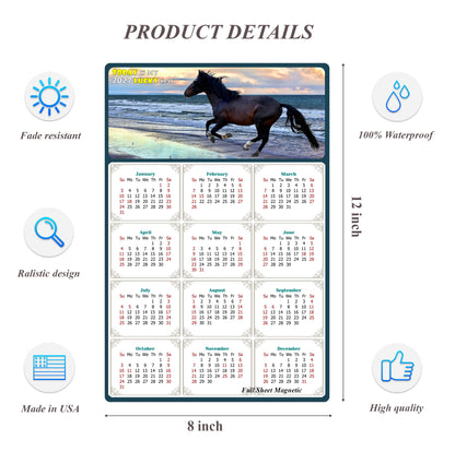 2027 Peel & Stick Calendar - Today is my Lucky Day Removable - Horses 015 (12"x 8")
