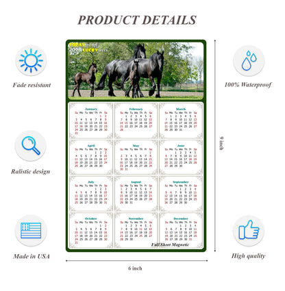 2027 Peel & Stick Calendar - Today is my Lucky Day Removable - Horses 05 (9"x 6")