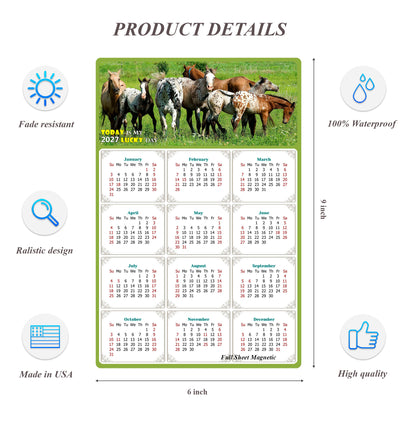 2027 Peel & Stick Calendar - Today is my Lucky Day Removable - Horses 02 (9"x 6")