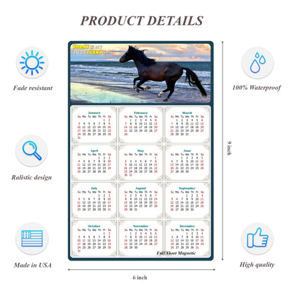 2027 Peel & Stick Calendar - Today is my Lucky Day Removable - Horses 015 (9"x 6")