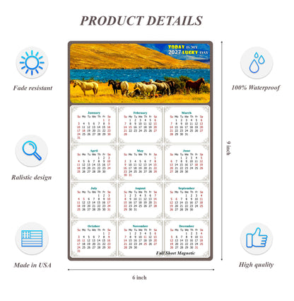 2027 Peel & Stick Calendar - Today is my Lucky Day Removable - Horses 012 (9"x 6")