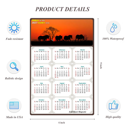2027 Peel & Stick Calendar - Today is my Lucky Day Removable - Horses 011 (9"x 6")
