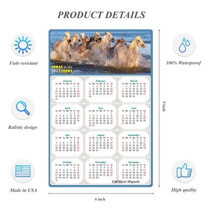 2027 Peel & Stick Calendar - Today is my Lucky Day Removable - Horses 08 (9"x 6")