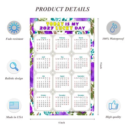 2027 Peel & Stick Calendar - Today is my Lucky Day Removable - 024