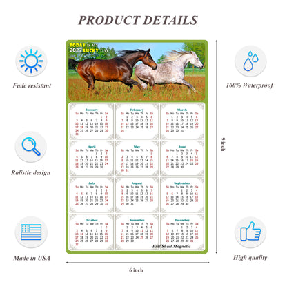 2027 Peel & Stick Calendar - Today is my Lucky Day Removable - Horses 03 (9"x 6")