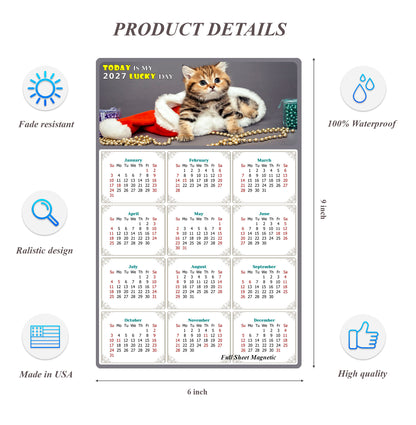 2027 Peel & Stick Calendar - Today is my Lucky Day Removable - Cat 023 (9"x 6")