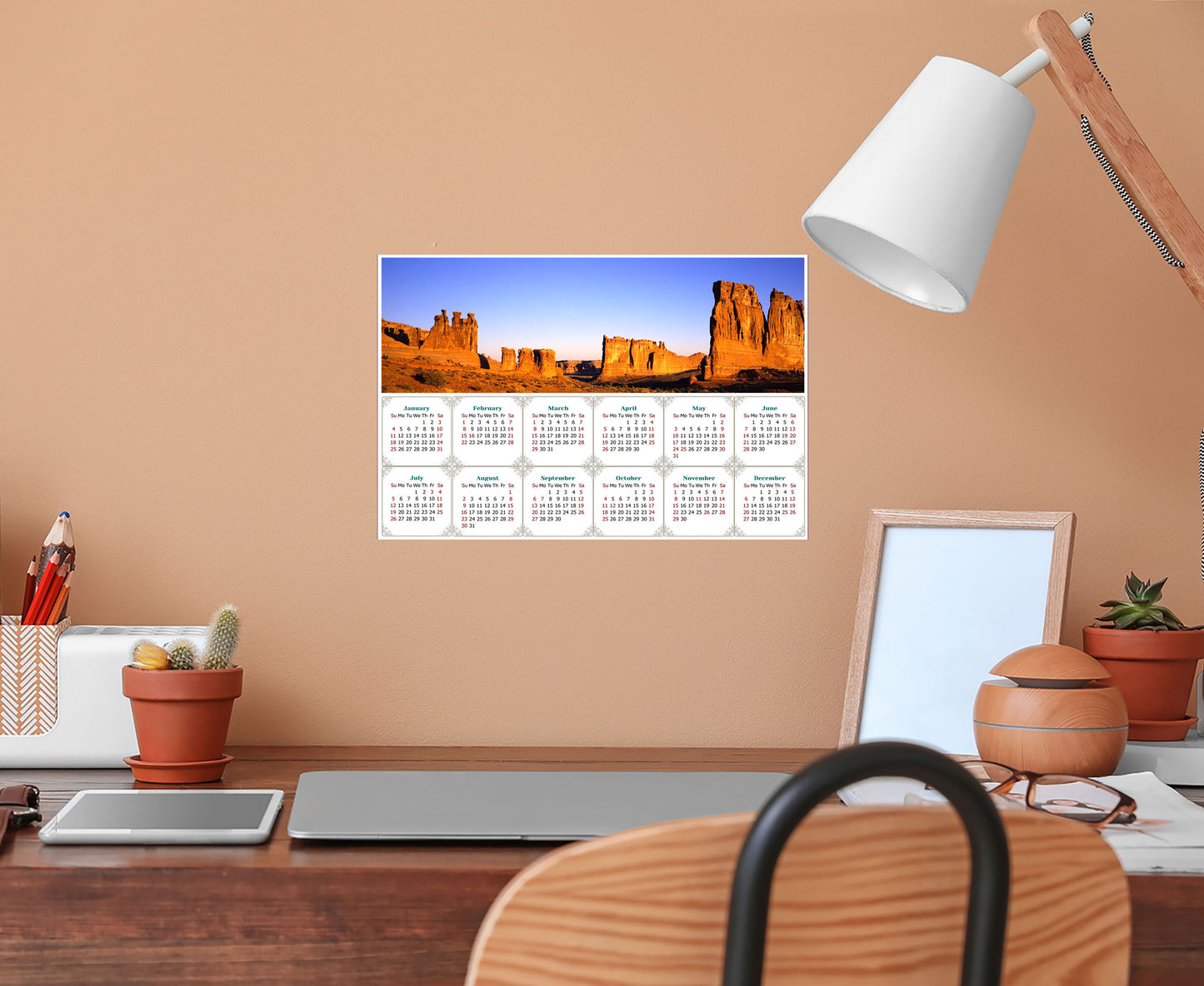 2026 Peel & Stick Calendar - Today is my Lucky Day - Removable - Arches National Park (9"x 6")