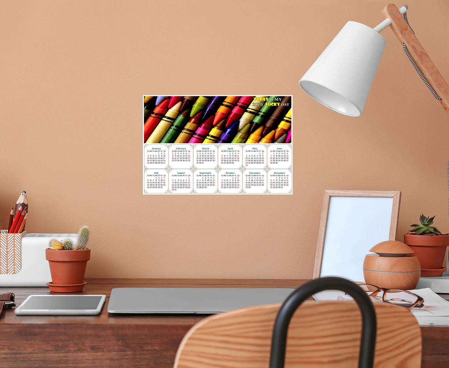 2026 Peel & Stick Calendar - Today is my Lucky Day - Removable, Repositionable - 042 (9"x 6")