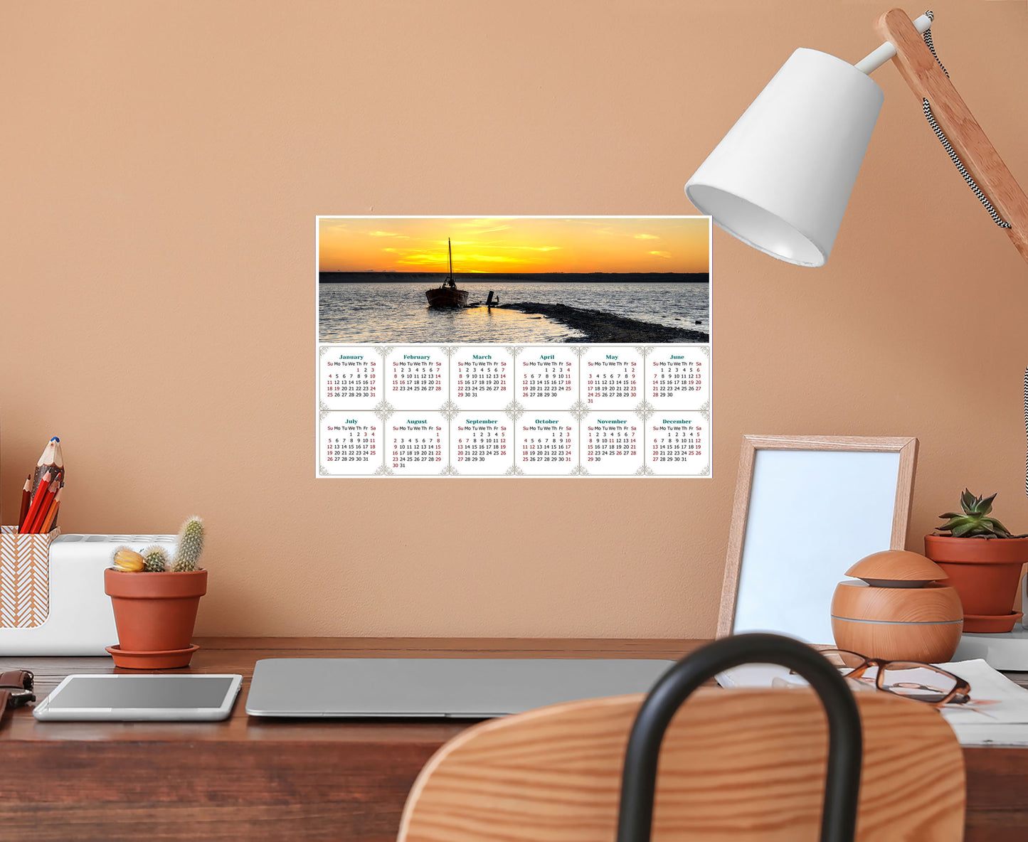 2026 Peel & Stick Calendar - Today is my Lucky Day - Removable - Salt lake near Odesa (9"x 6")