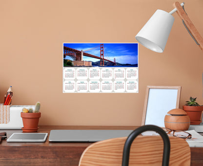 2026 Peel & Stick Calendar - Today is my Lucky Day - Removable - Golden Gate Bridge (9"x 6")