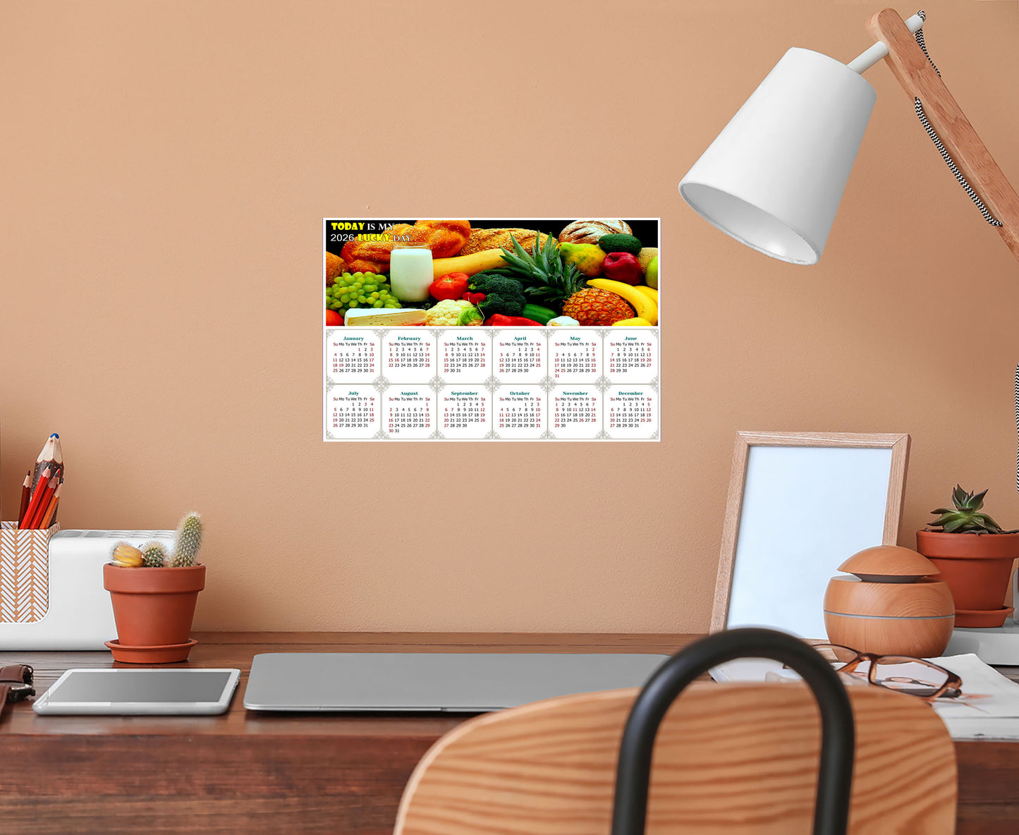 2026 Peel & Stick Calendar - Today is my Lucky Day - Removable, Repositionable - 041 (9"x 6")