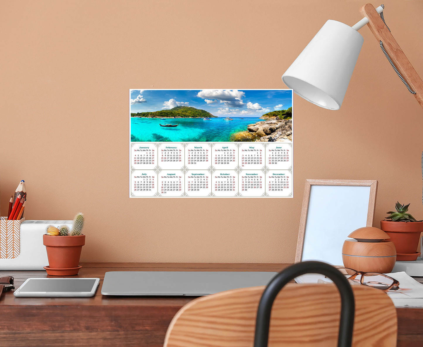 2026 Peel & Stick Calendar - Today is my Lucky Day - Removable -  Racha (Raya) resort (9"x 6")