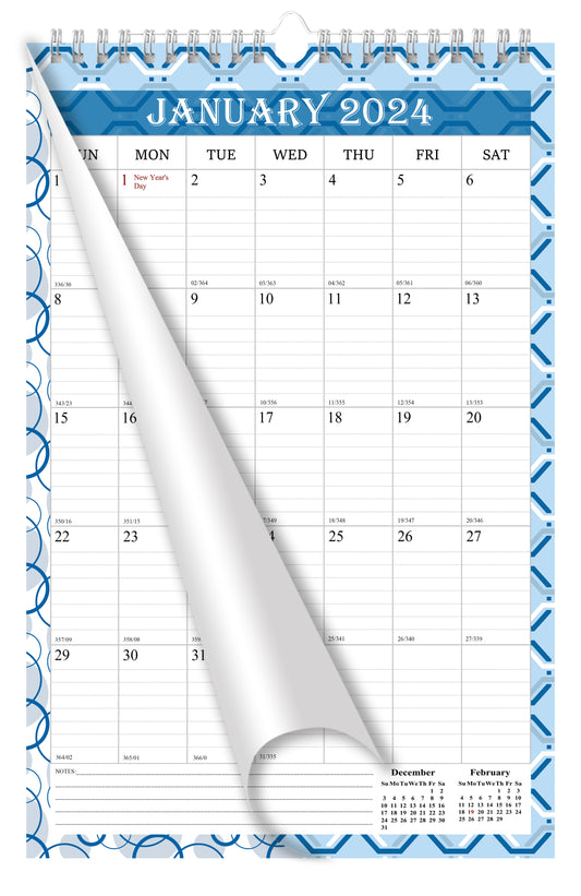 2024 Wall Calendar Spiral-Bound Twin-Wire Binding - 12 Months  03
