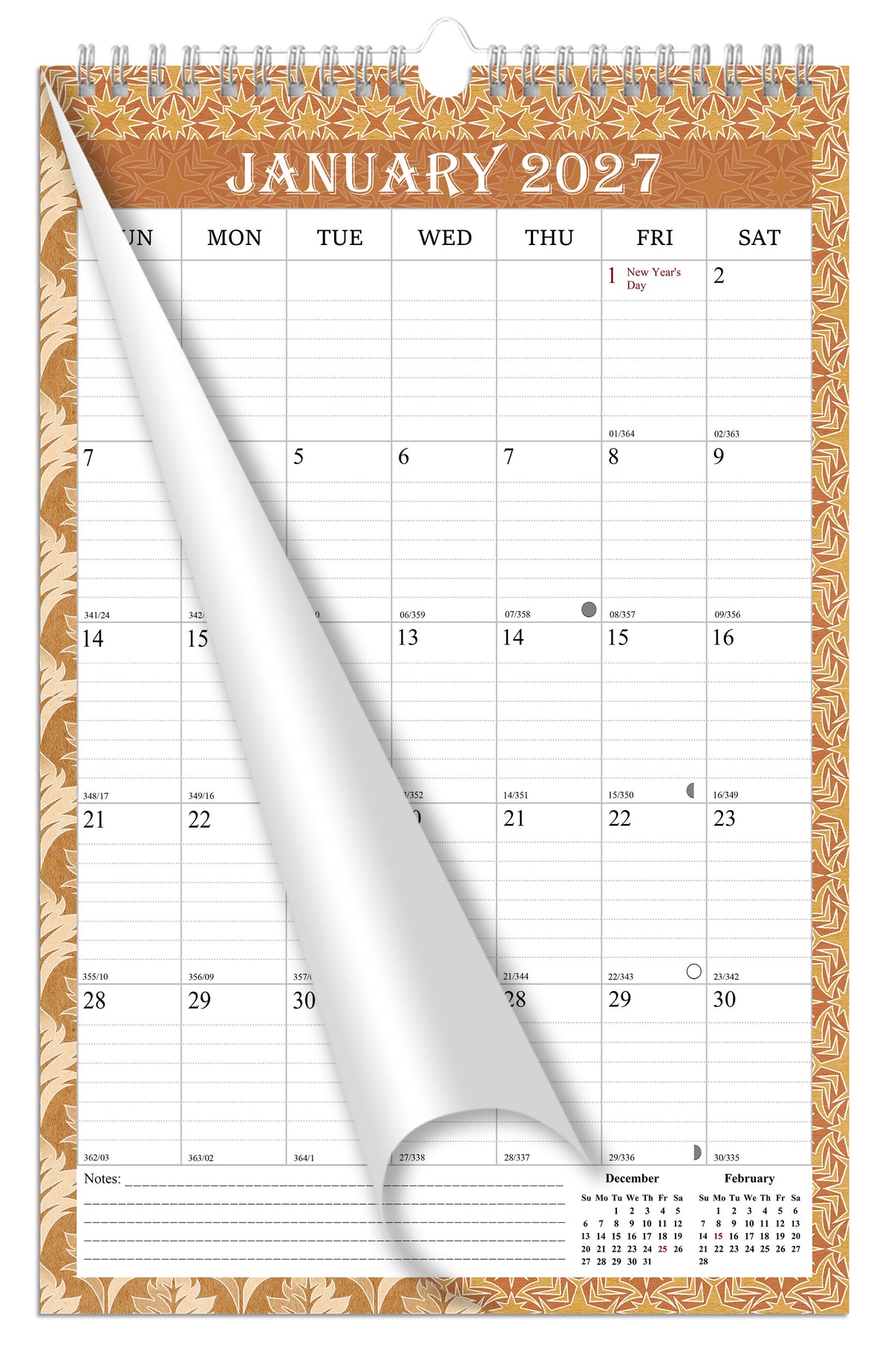 2027 Wall Calendar Spiral-Bound Twin-Wire Binding - 12 Months  02