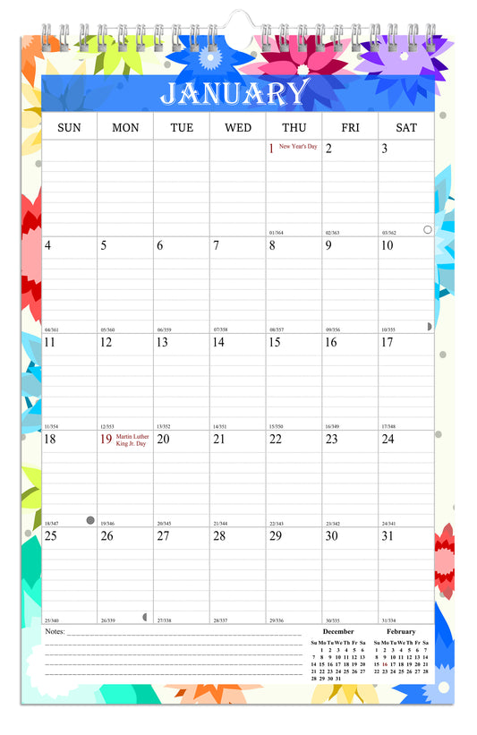 2025-2026 Wall Calendar Spiral-bound Twin-Wire Binding - 18 Months 11" x 17" 05