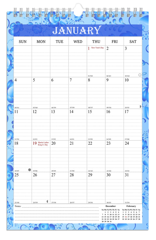 2025-2026 Wall Calendar Spiral-bound Twin-Wire Binding - 18 Months 11" x 17" 015